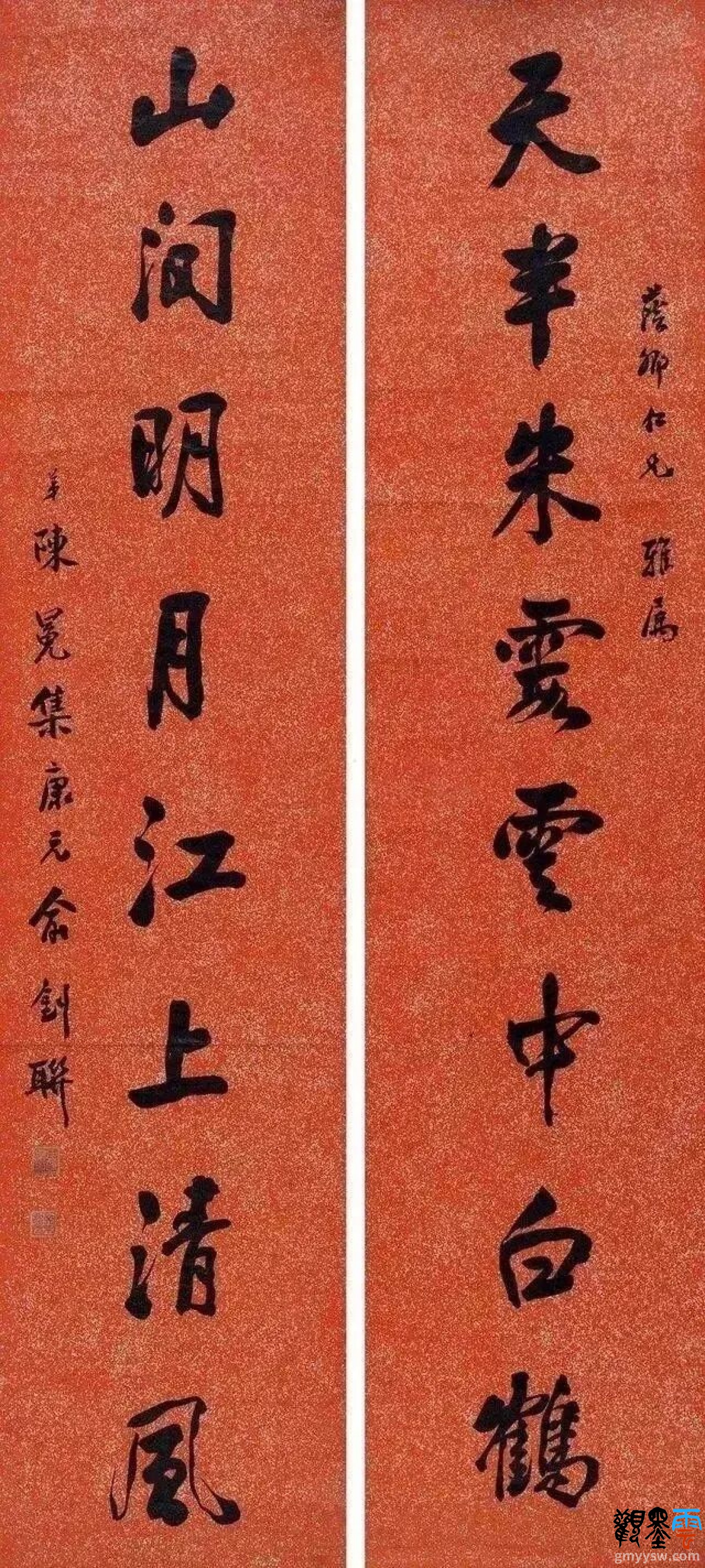 天半朱露云中白鹤，山间明月江上清风。